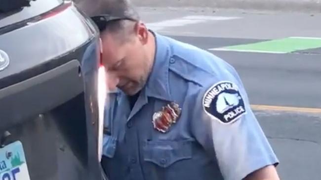 A video still shows Minneapolis police officer Derek Chauvin arresting George Floyd, who later died. Picture: Facebook