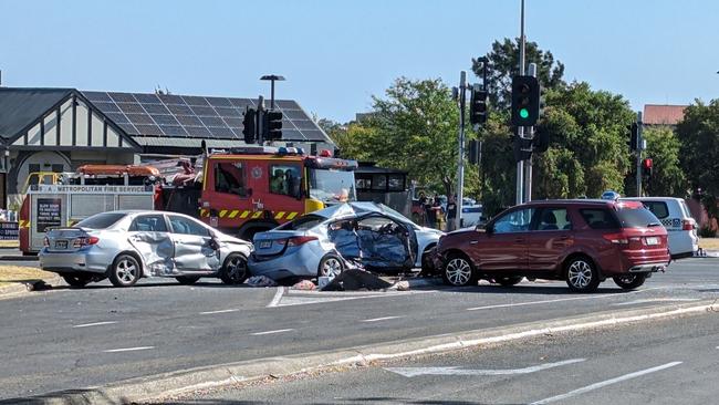 Fatal crash scene in Golden Grove on February 28, 2024 taken by members of Kirsten Rawolle's family moments after she died. Picture: Mark Rawolle