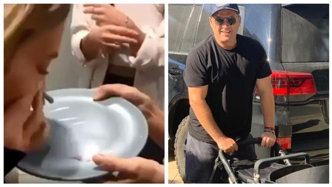 Get the look for less! L: Nadia with her Kmart plate. R: Karl incognito.