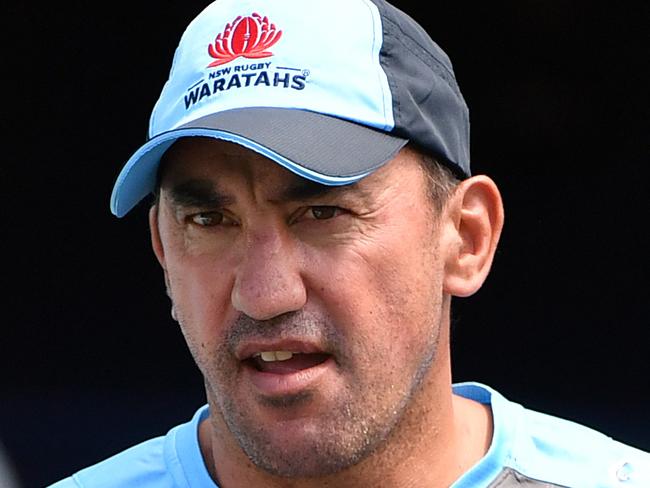 NSW Waratahs coach Daryl Gibson is seen during a training session in Sydney, Friday, February 23, 2018. (AAP Image/Joel Carrett) NO ARCHIVING