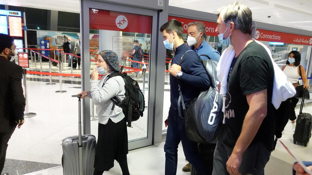 Serbian tennis player Novak Djokovic landing at Dubai Airport. REUTERS/Loren Elliott