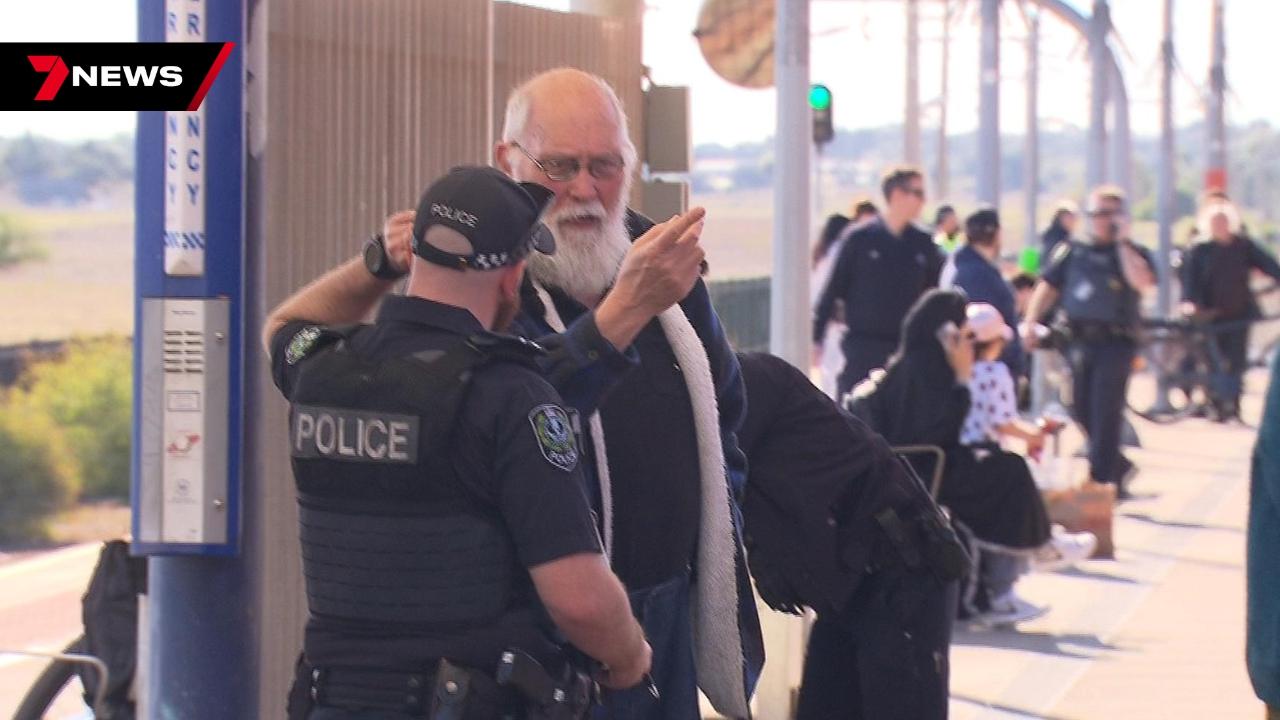 A man has been arrested after assaulting passengers on a train at Elizabeth South. Picture: 7 NEWS
