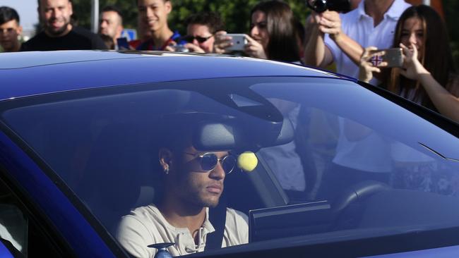 FC Barcelona's Neymar arrives at the Sports Center FC Barcelona Joan Gamper in Sant Joan Despi, Spain.