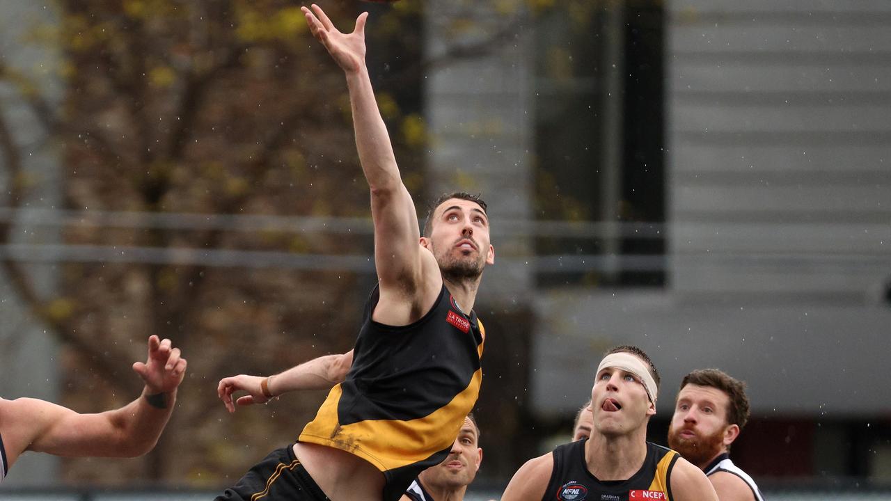 Captain Sam Gilmore was dominant for Heidelberg. Picture: Hamish Blair