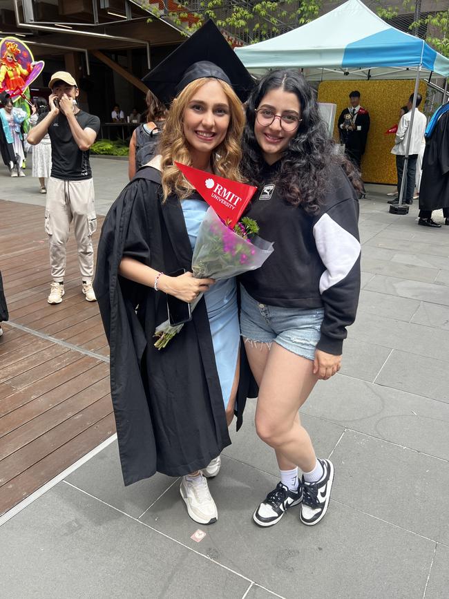 Niloufar Asadiasl (Master of Project Management) and Negar Totonchi at the RMIT University graduation day on Wednesday, December 18, 2024. Picture: Jack Colantuono