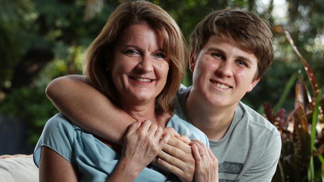 Queensland Children’s Hospital patient Maxwell Shearer, 16, at home with his mum Mum Michelle Taylor. Photographer: Liam Kidston