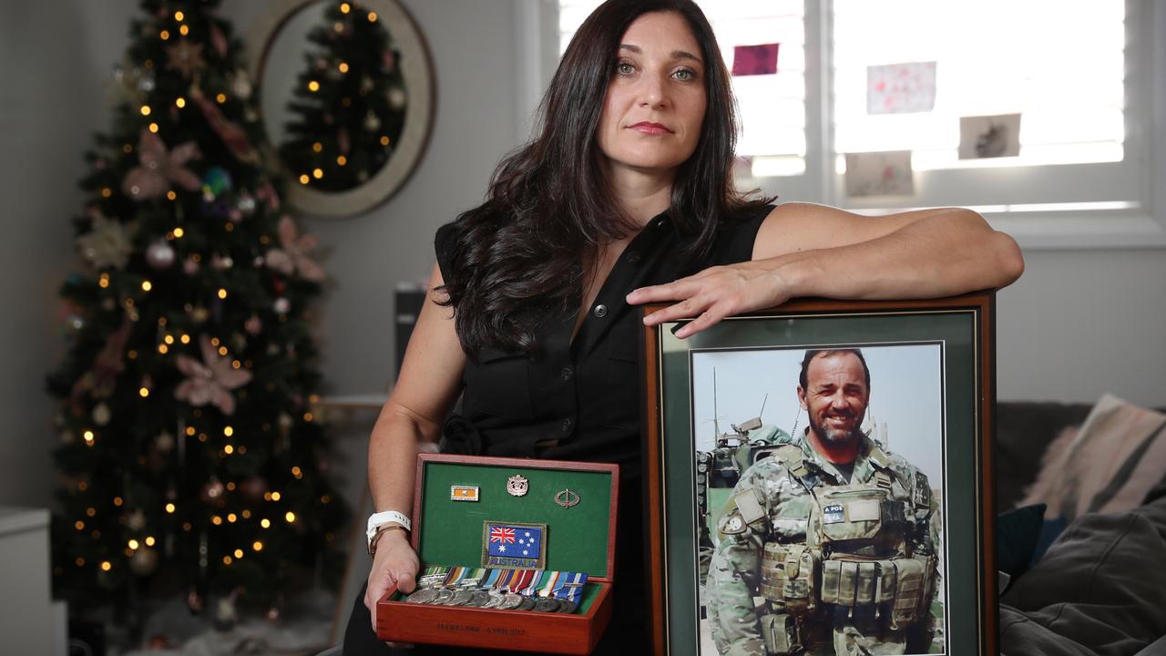 Gwen Cherne, her former partner Pete Cafe served in Afghanistan and was awarded the Meritorious Unit Citation for his services. Pete died by suicide. Picture: Richard Dobson