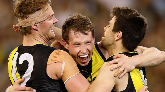 Richmond players celebrate making the Grand Final. Picture: Getty Images