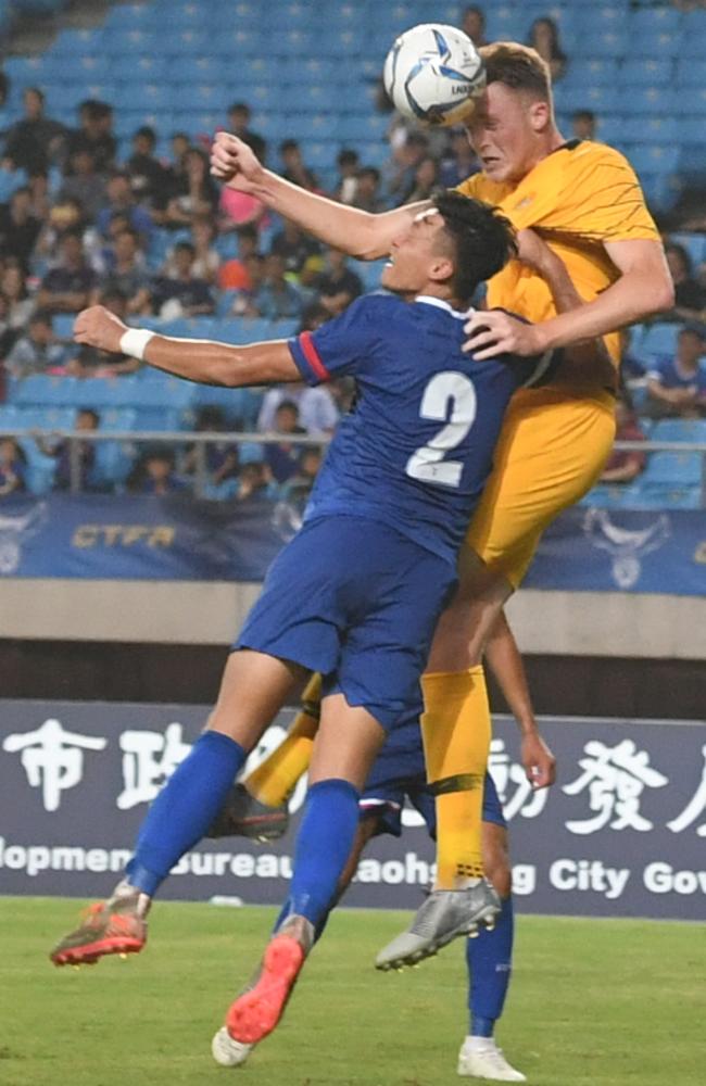 Australia’s Harry Souttar in a World Cup qualifier against Chinese Taipei in 2019. Picture: Getty