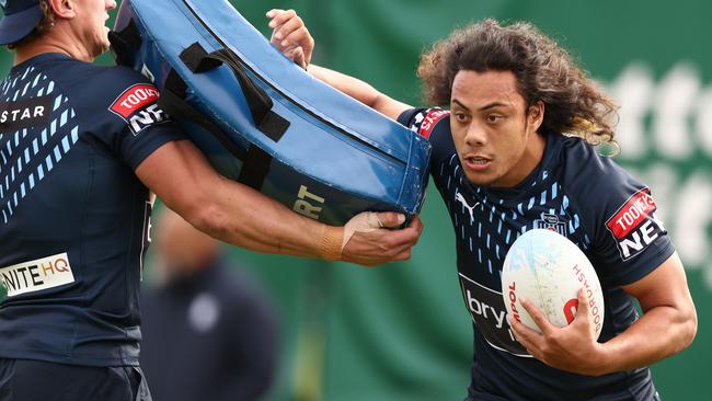 Blues five-eighth Jarome Luai is wary of Cameron Munster. Picture: Mark Metcalfe/Getty Images