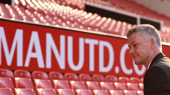 Manchester United manager Ole Gunnar Solskjaer at Old Trafford after being appointed manager on a full-time basis. Picture: AFP