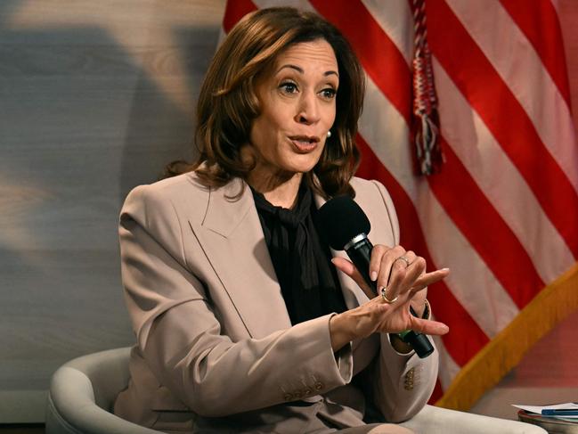 US Vice President and Democratic presidential candidate Kamala Harris holds a rare press interview hosted by the National Association of Black Journalists. Picture: AFP