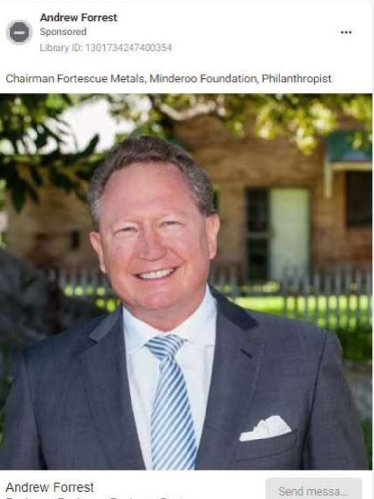 Australian billionaire Andrew Forrest has been the victim of new scam ads.