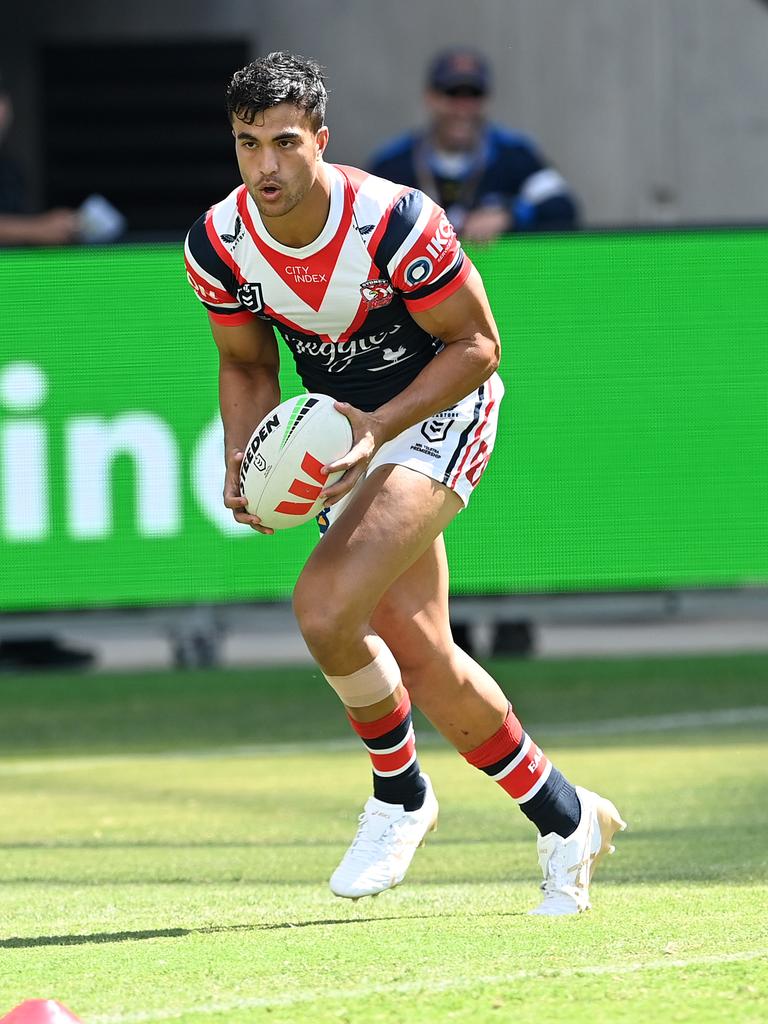 Joseph-Aukuso Suaalii in action for the Sydney Roosters. Picture: NRL Photos