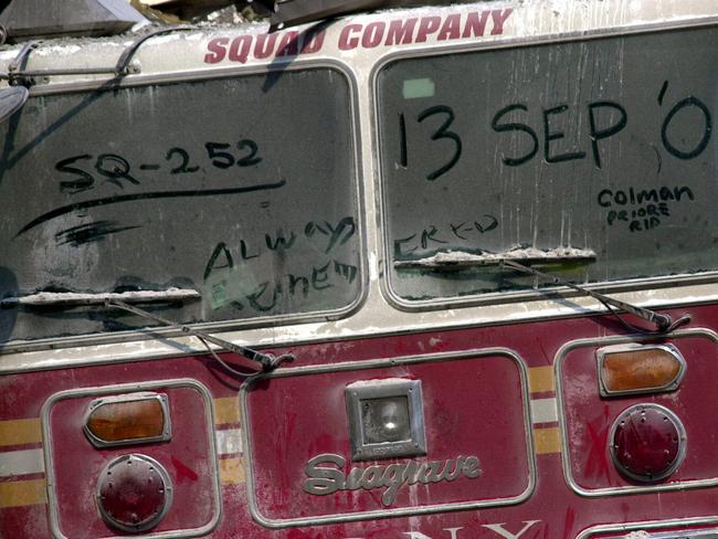 A fire truck in ground zero in the days afterwards. Picture: Nathan Edwards