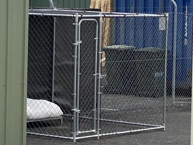 Mount Gambier Pound - The cage and shed currently used to house impounded dogs.  A distressed dog could be heard from inside the pound Monday afternoon as the temperatures reached mid-twenties. Picture: Supplied