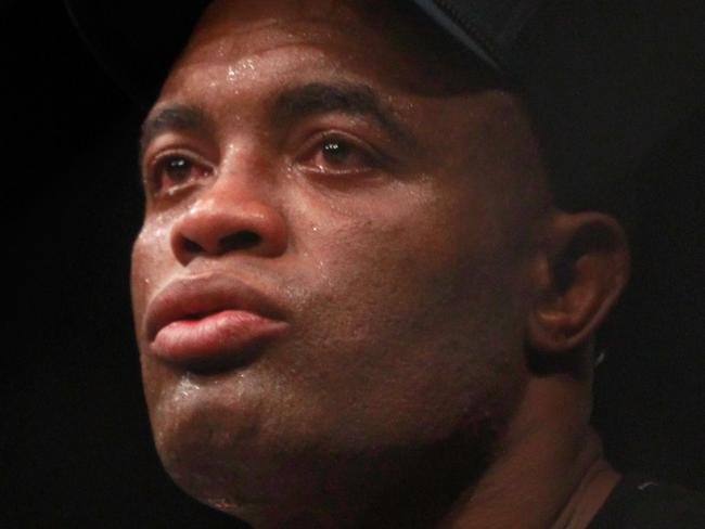 LAS VEGAS, NV - JANUARY 31: Anderson Silva is shown in the Octagon after beating Nick Diaz in a middleweight bout during UFC 183 at the MGM Grand Garden Arena on January 31, 2015 in Las Vegas, Nevada. Silva won by unanimous decision. Steve Marcus/Getty Images/AFP == FOR NEWSPAPERS, INTERNET, TELCOS & TELEVISION USE ONLY ==