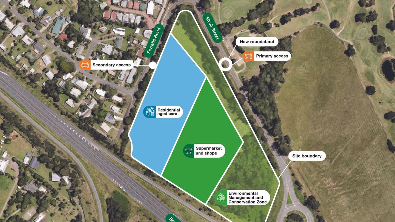 Aerial map of the new Woolworths and retirement village proposed for Cooroy. Picture: Woolworths