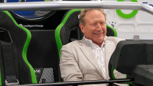 Fortescue chairman Andrew Forrest at the opening of the Fortescue WAE manufacturing plant in United Kingdom that specialises in battery research and development. Picture: Jacquelin Magnay