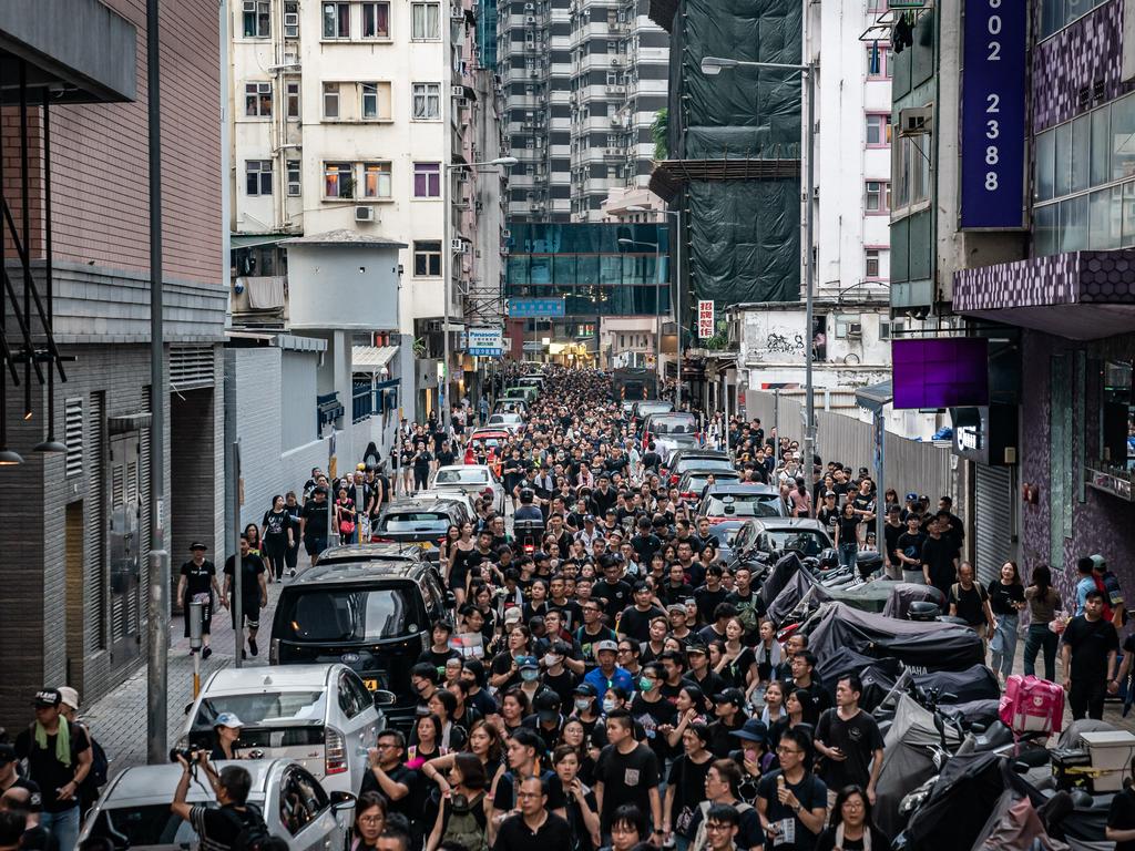 Protesters in their thousands march in Hong Kong. Picture: Anthony Kwan/Getty Images