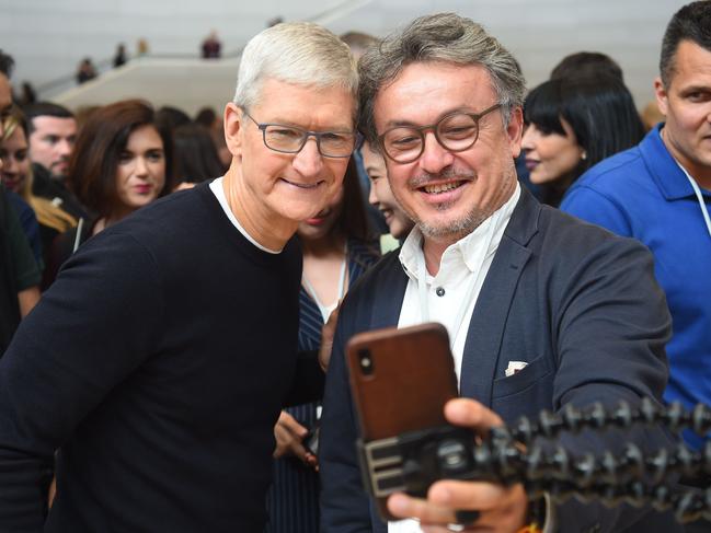 Cook is a popular man, particularly at Apple events. Picture: AFP