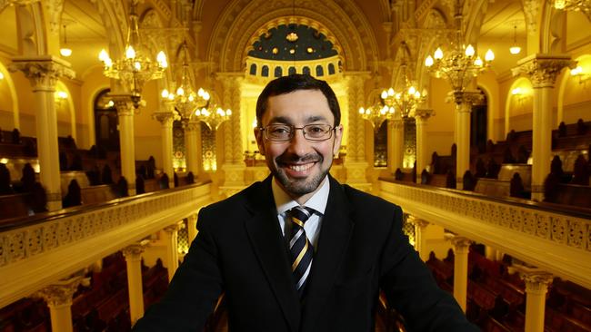 Rabbi Ben Elton, inside the Great Synagogue in Sydney, is supporting a Yes vote. Picture: John Appleyard