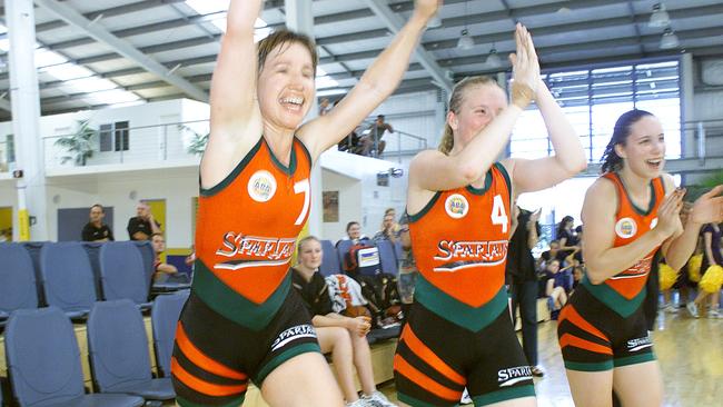 Shona O’Bree (middle) after winning a championship with Spartans.