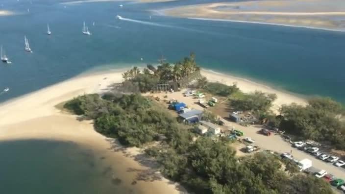 Aerial view of the Pirates of the Caribbean set at The Spit