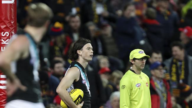 Jasper Pittard waits for the score review on Josh Jenkins’ winning goal. Picture SARAH REED