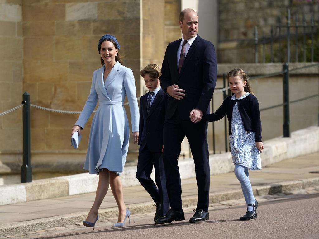 Kate in a knee-length dress on April 17, 2022. Picture: Andrew Matthews-WPA Pool/Getty Images