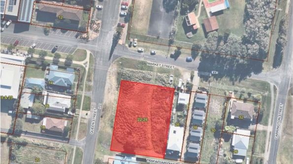 The Market St, Woolgoolga, site for the proposed 20-apartment development. Picture: City of Coffs Harbour GIS Mapping