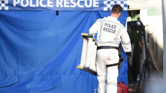 Police on the scene of the raid in Surry Hills.