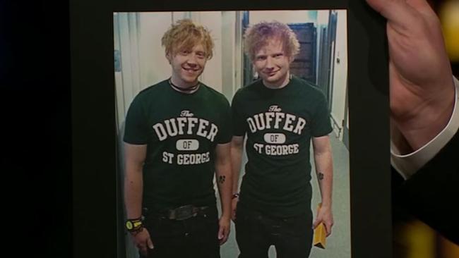 Side by side ... Grint and Sheeran are twinning.