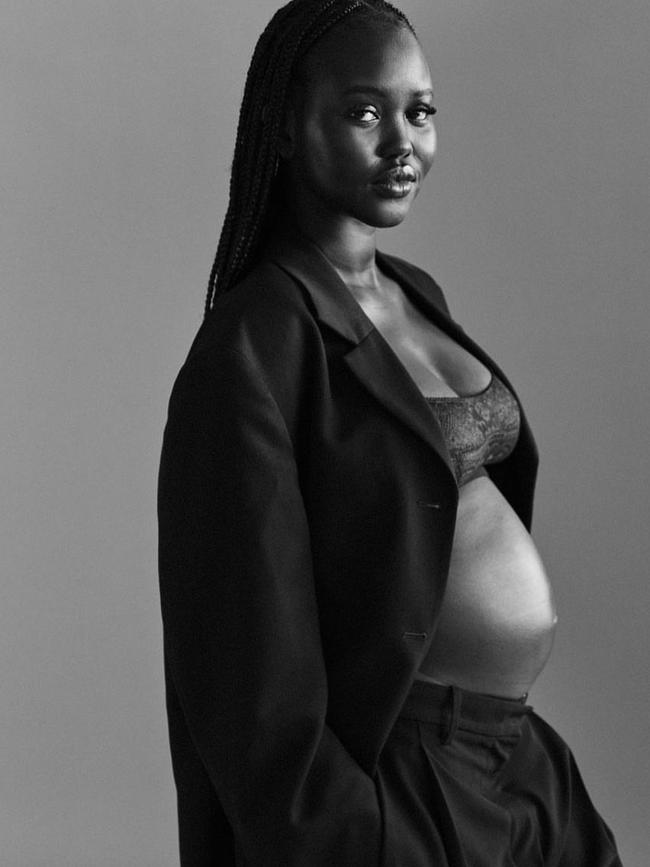 Adut Akech’s pregnancy announcement on Instagram. Picture: Pierre Toussaint / Vogue Australia