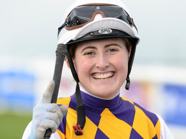 Apprentice Hannah Edgley has a great chance for a Mornington win aboard the Dan McCarthy-trained Solvere on Monday. Picture: Racing Photos via Getty Images.