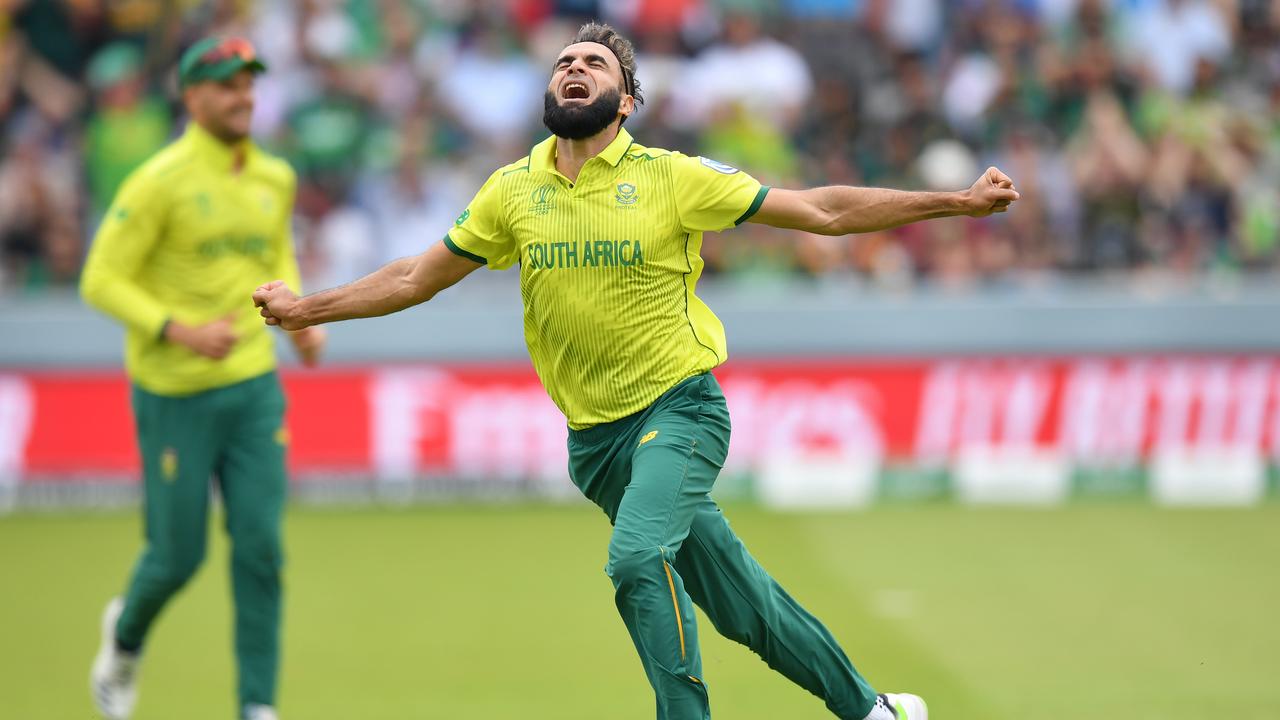 Imran Tahir celebrates a wicket. Photo: Mike Hewitt/Getty Images.