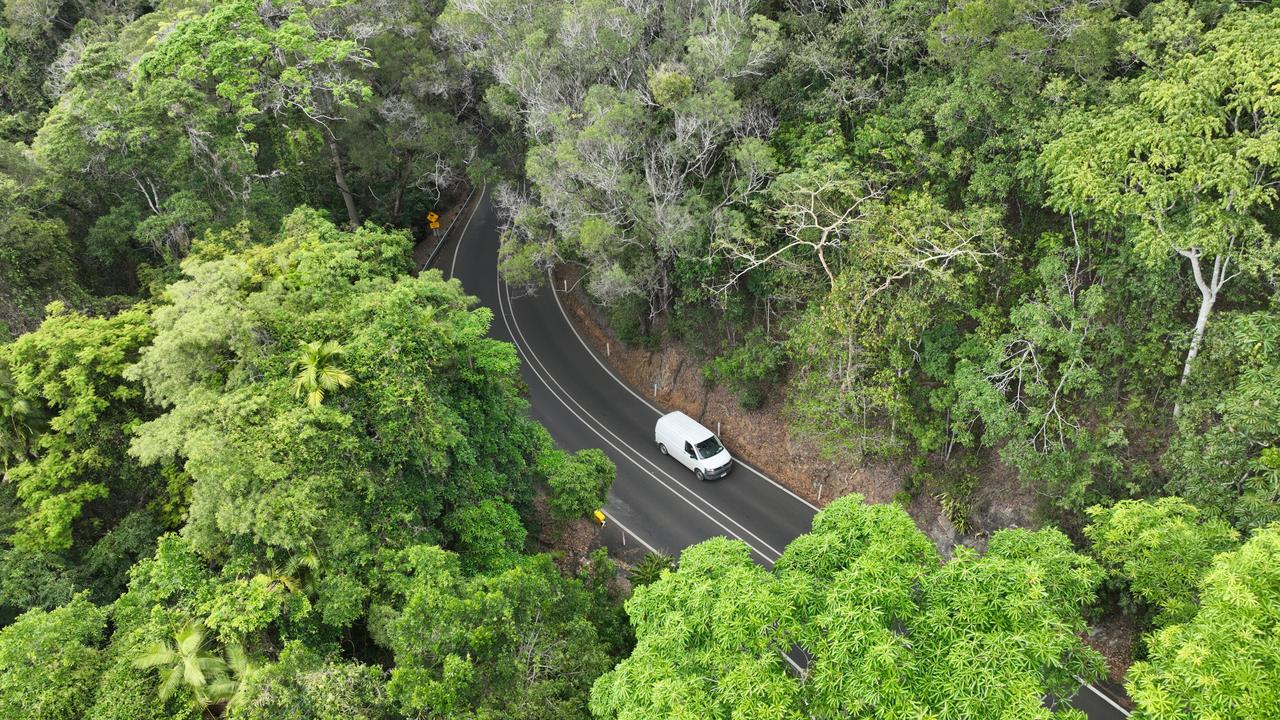 A tree that blocked traffic in both directions on the Kennedy Hwy near Kuranda Range Rd has been cleared. Picture: Brendan Radke