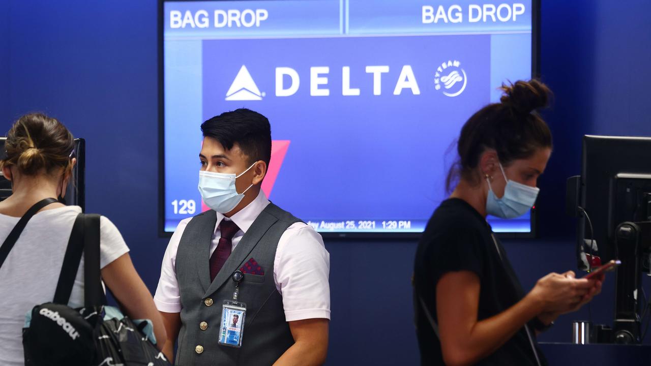 Delta Air Lines will be financially penalised if they refuse to get the jab. Picture: Mario Tama/Getty Images/AFP