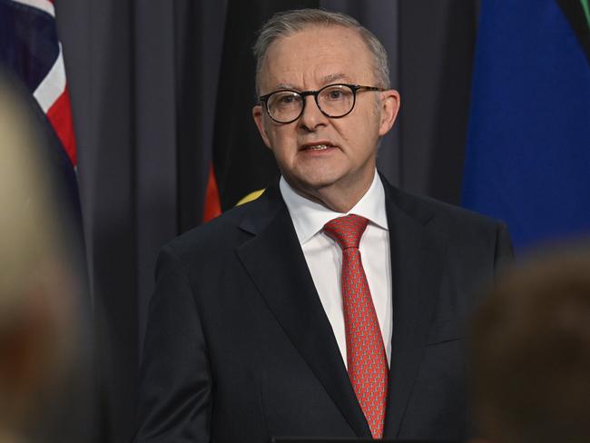 CANBERRA, AUSTRALIA  - NewsWire Photos - January 16, 2025:  Prime Minister Anthony Albanese holds a press conference at Parliament House in Canberra. Picture: NewsWire / Martin Ollman