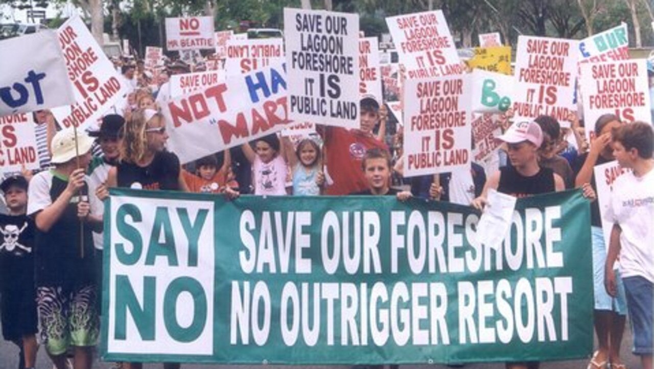 Save Our Foreshore members previously campaigned to stop a high-rise development proposed for the foreshore near the Airlie Beach Lagoon. Picture: Supplied