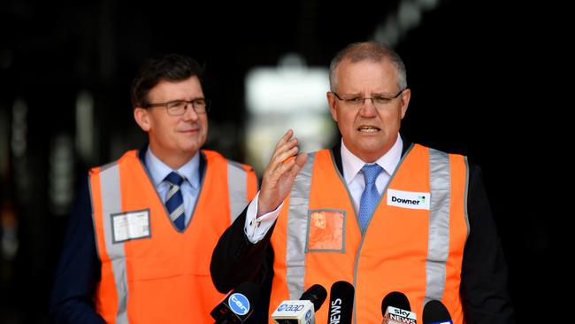 Cities Minister Alan Tudge, left, and Prime Minister Scott Morrison. Picture: AAP/Mick Tsikas