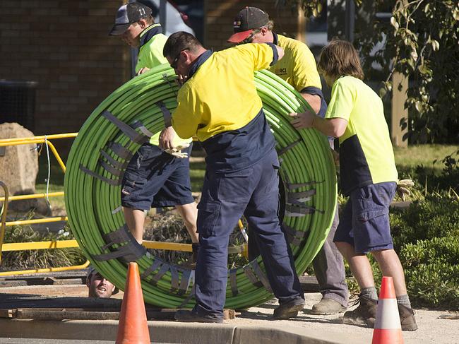 NBN workers roll out cabling