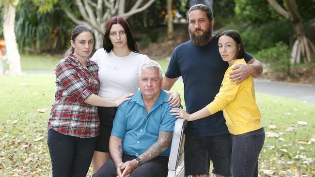 Kelly Wilkinson's sisters Emma Wilkinson, Natalie Wilkinson, Danielle Carroll and her husband Reece Carroll, and Kelly's dad Reg Wilkinson said Kelly was going to police almost daily. Picture: Tertius Pickard