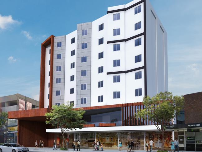 The hotel set to front Queen St as part of Campbelltown RSL plans.