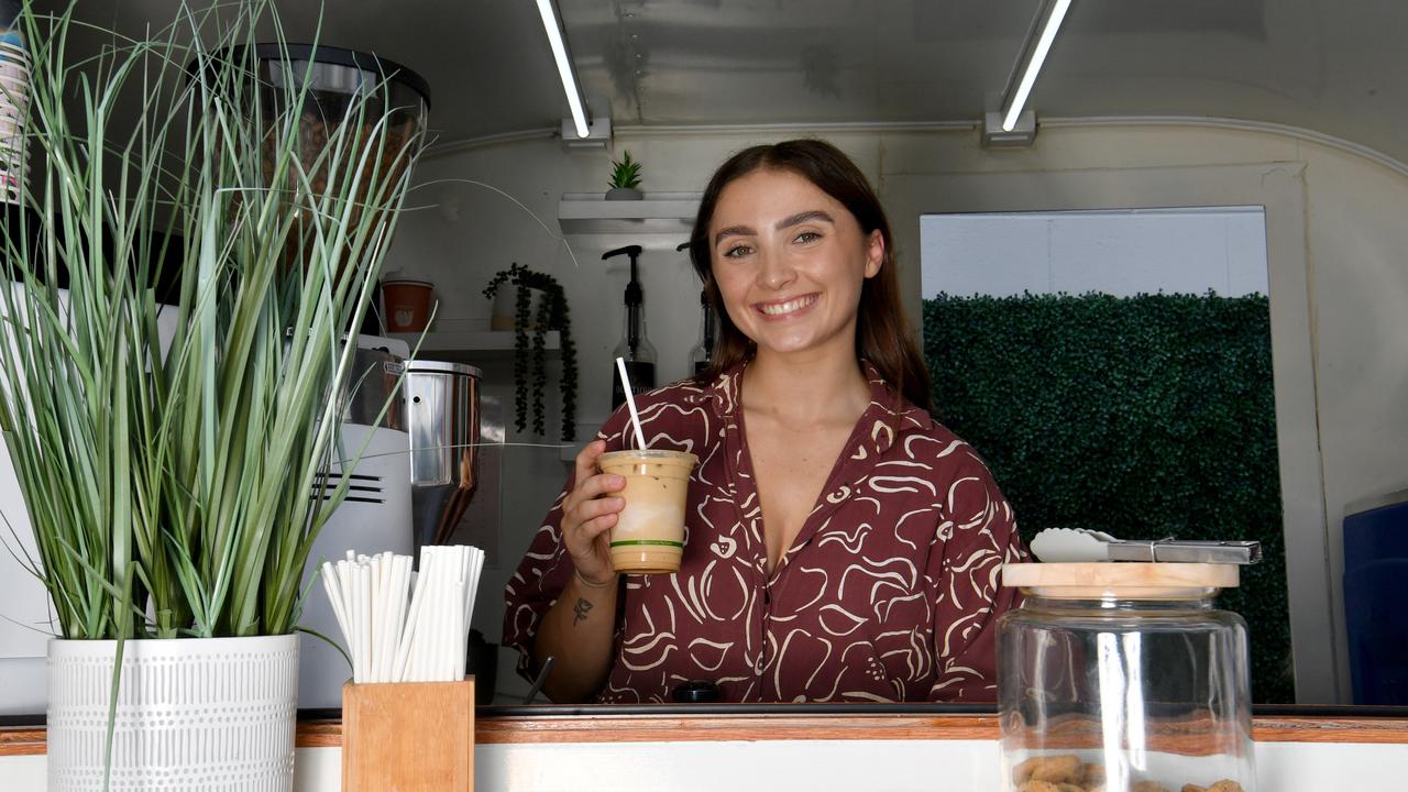 Emily Cittleborough with a Iced Latte at The Huni Pot. Picture: Evan Morgan