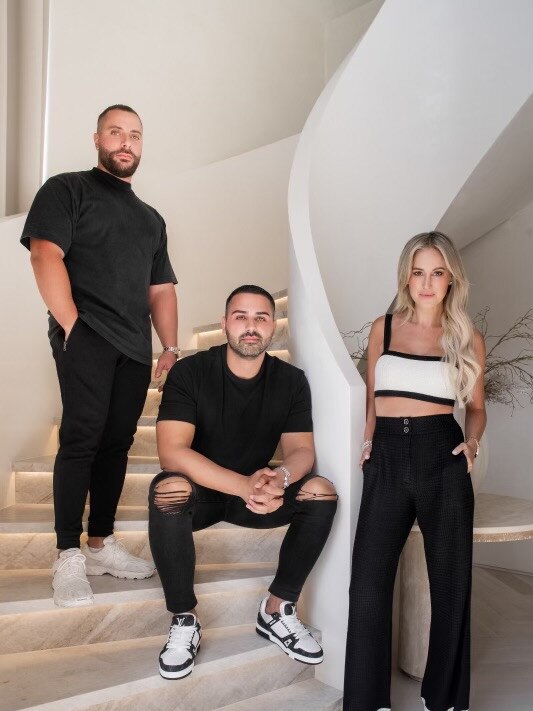 Roxy Jacenko seen in a social media post with Youssef Tleis and Kassim Alaouie. The trio together ran a company called Roxy's Bootcamp Pty Ltd. Picture Instagram