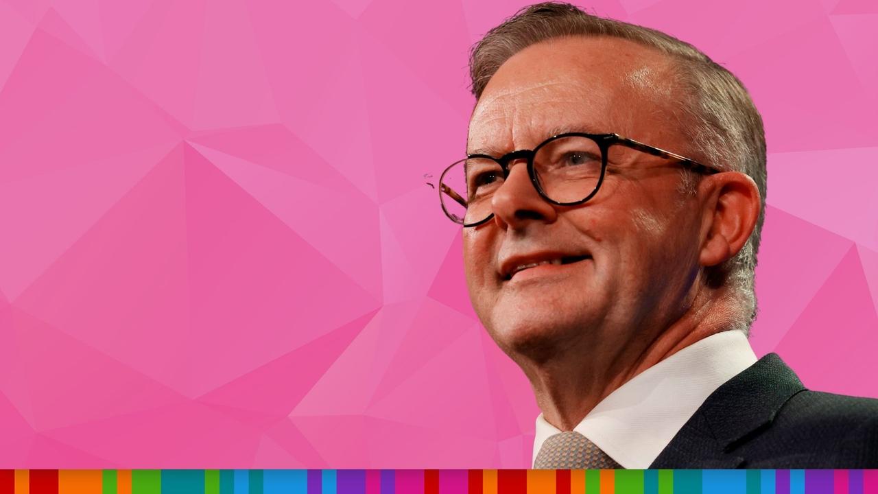 Anthony Albanese delivers his victory speech. Picture: Lisa Maree Williams/Getty Images