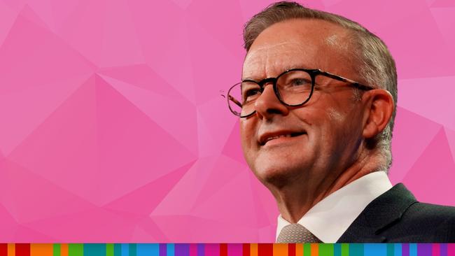 Anthony Albanese delivers his victory speech. Picture: Lisa Maree Williams/Getty Images