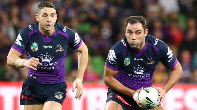 Melbourne Storm legends Cameron Smith and Billy Slater will be immortalised with statues outside AAMI Park. Picture: Getty Images