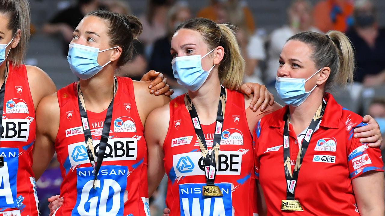 Coach Briony Akle (far right), will be one of the Swifts’ first targets given her recent success with the team. Photo: Getty Images